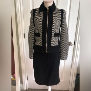 Judith & Charles 2 piece Black and White Chevron Jacket and Skirt Set